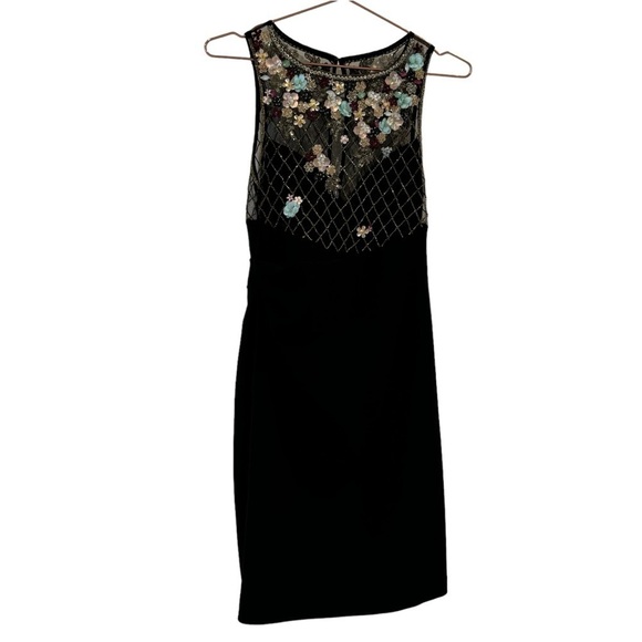 PARKER BLACK Floral Beaded Rouched Side Black Dress - Picture 5 of 12
